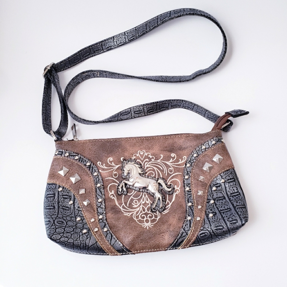 Vintage Brown Western Crossbody Bag